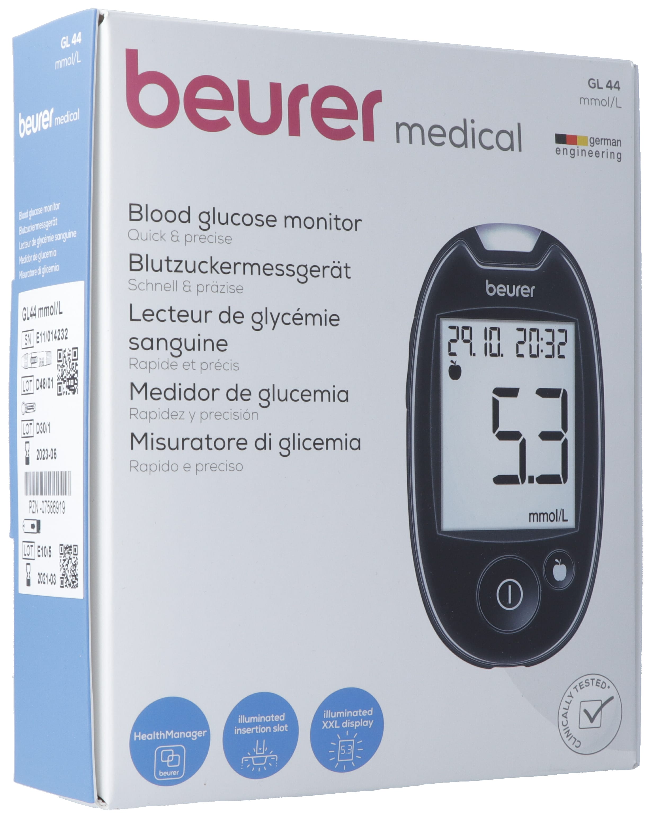 BEURER Blutzuckermessgerät Easy to use GL44 mmol/L