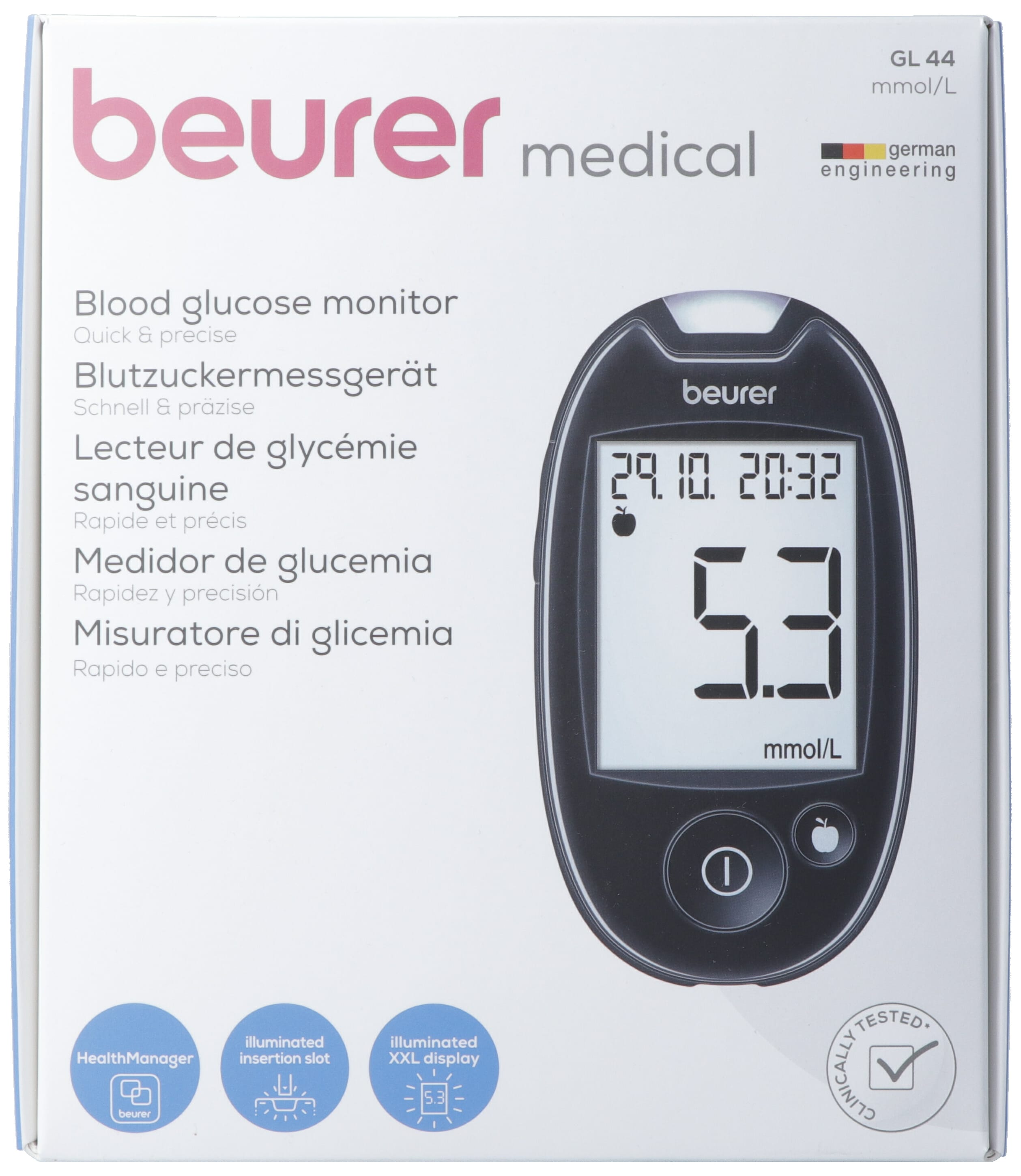 BEURER Blutzuckermessgerät Easy to use GL44 mmol/L