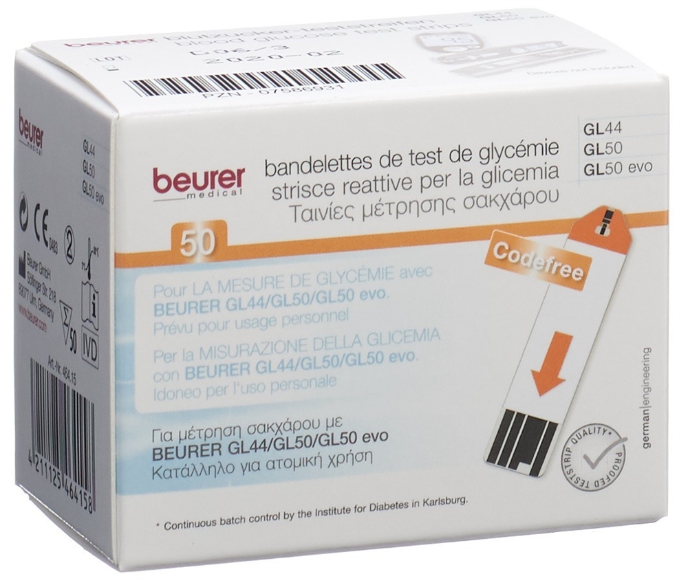 BEURER Teststreifen f GL44+GL50 mmol/L 2 x 25 Stk