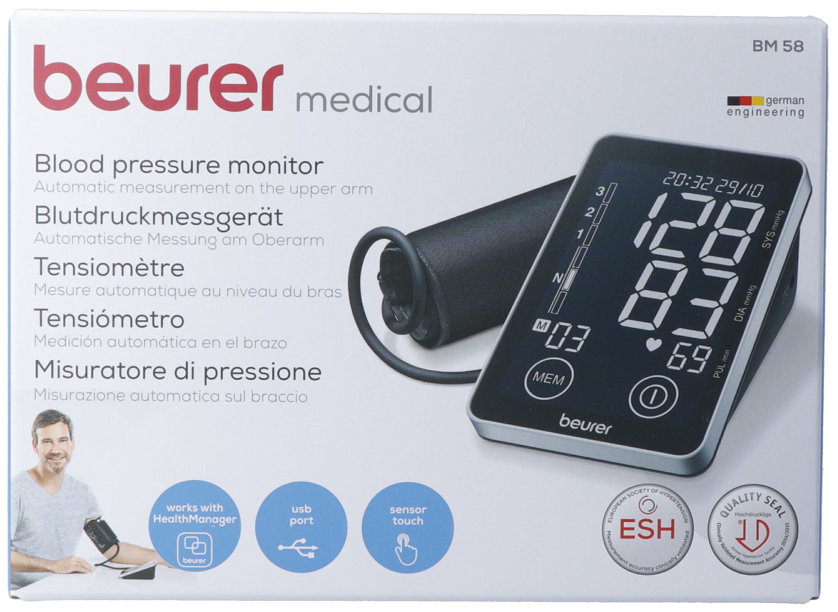 BEURER Blutdruckmessgerät Oberarm BM 58 Touchsc