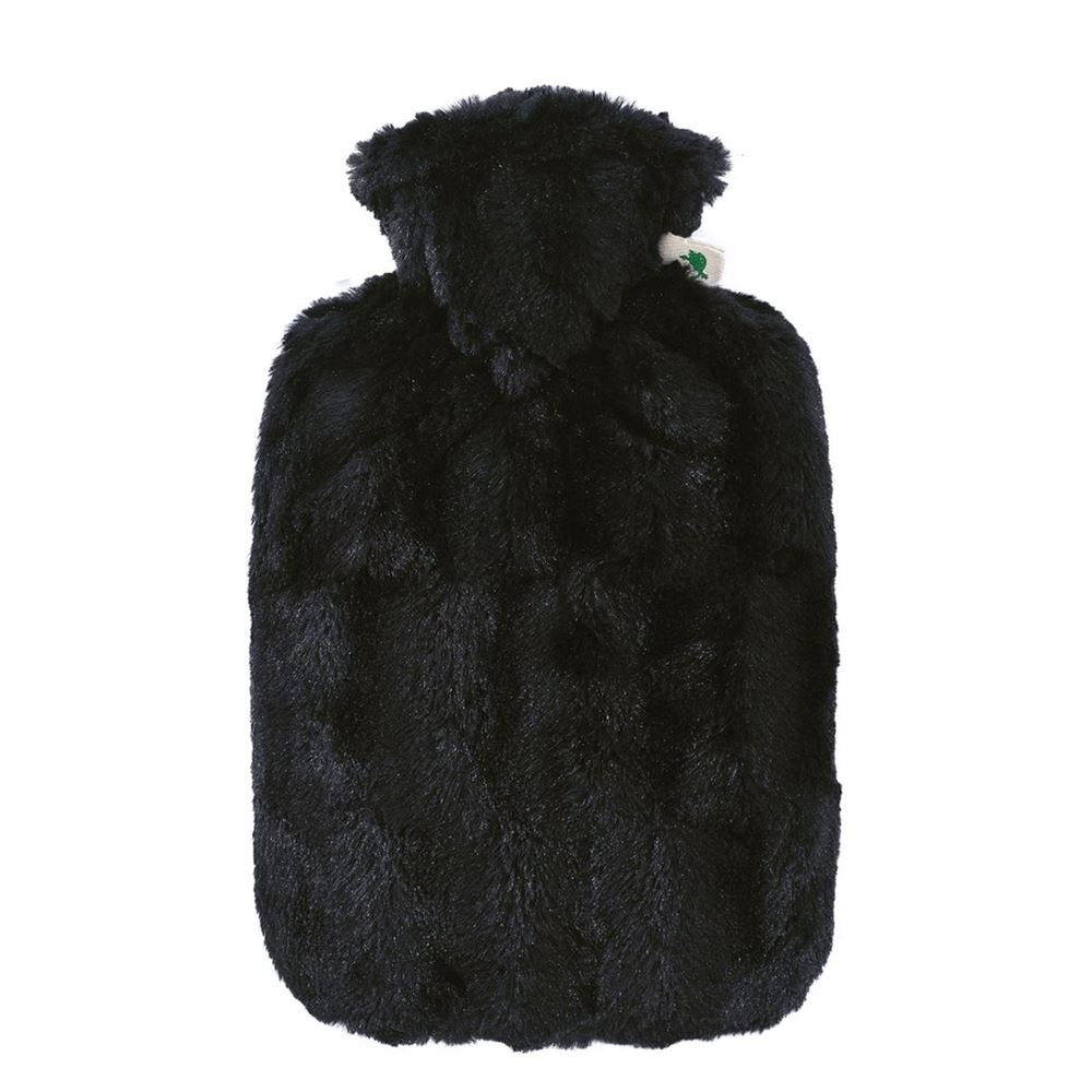 FROSCH Wärmflasche PVC 1.8l Hochflorbezug schwarz