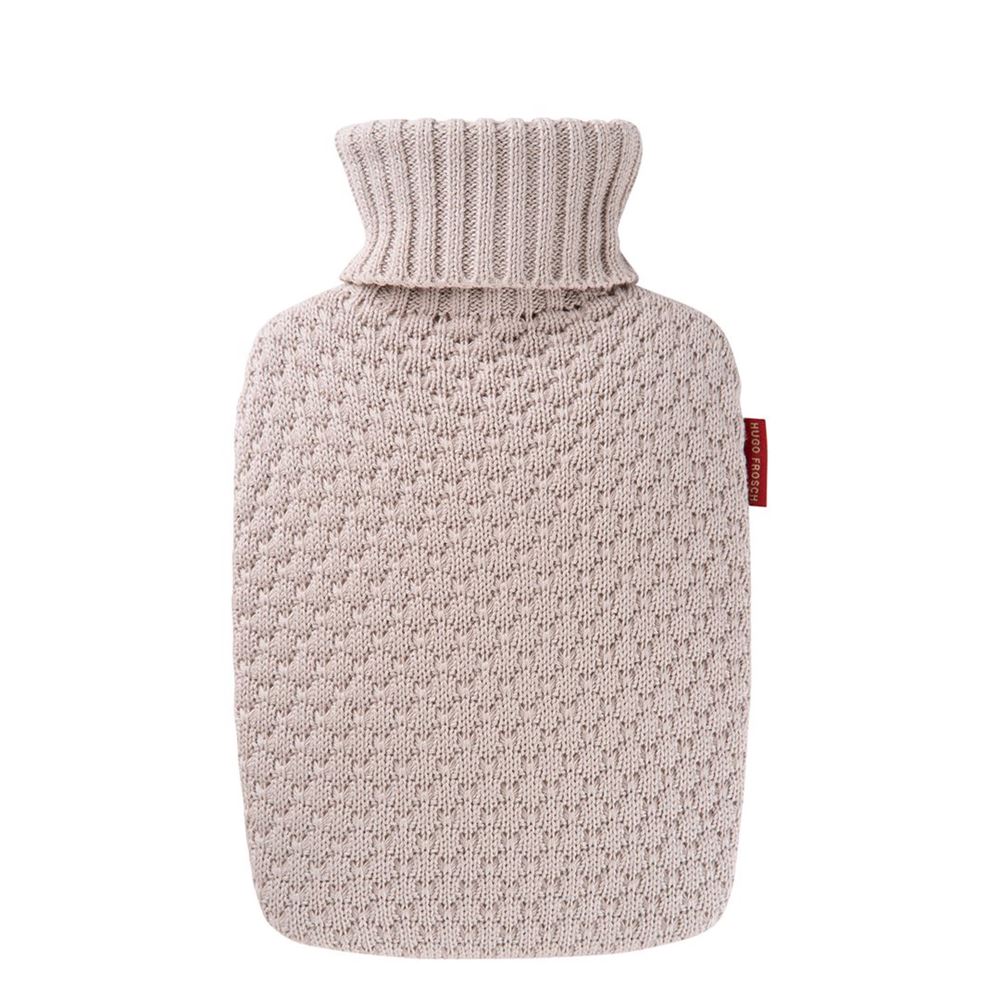 FROSCH Wärmflasche PVC Plant 1.8l Bio Strick Sand