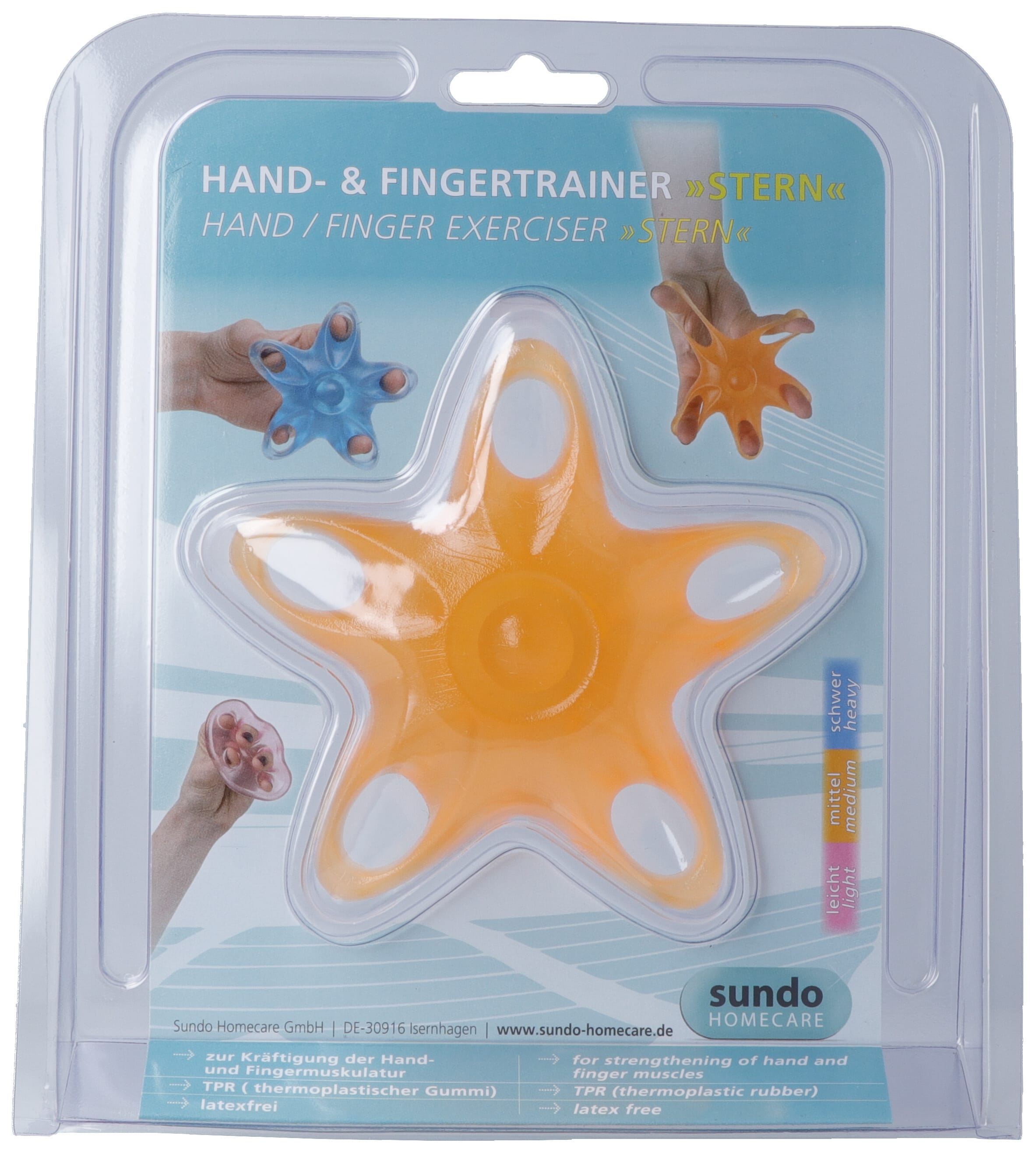 SUNDO Hand - und Fingertrainer Stern orange mittel