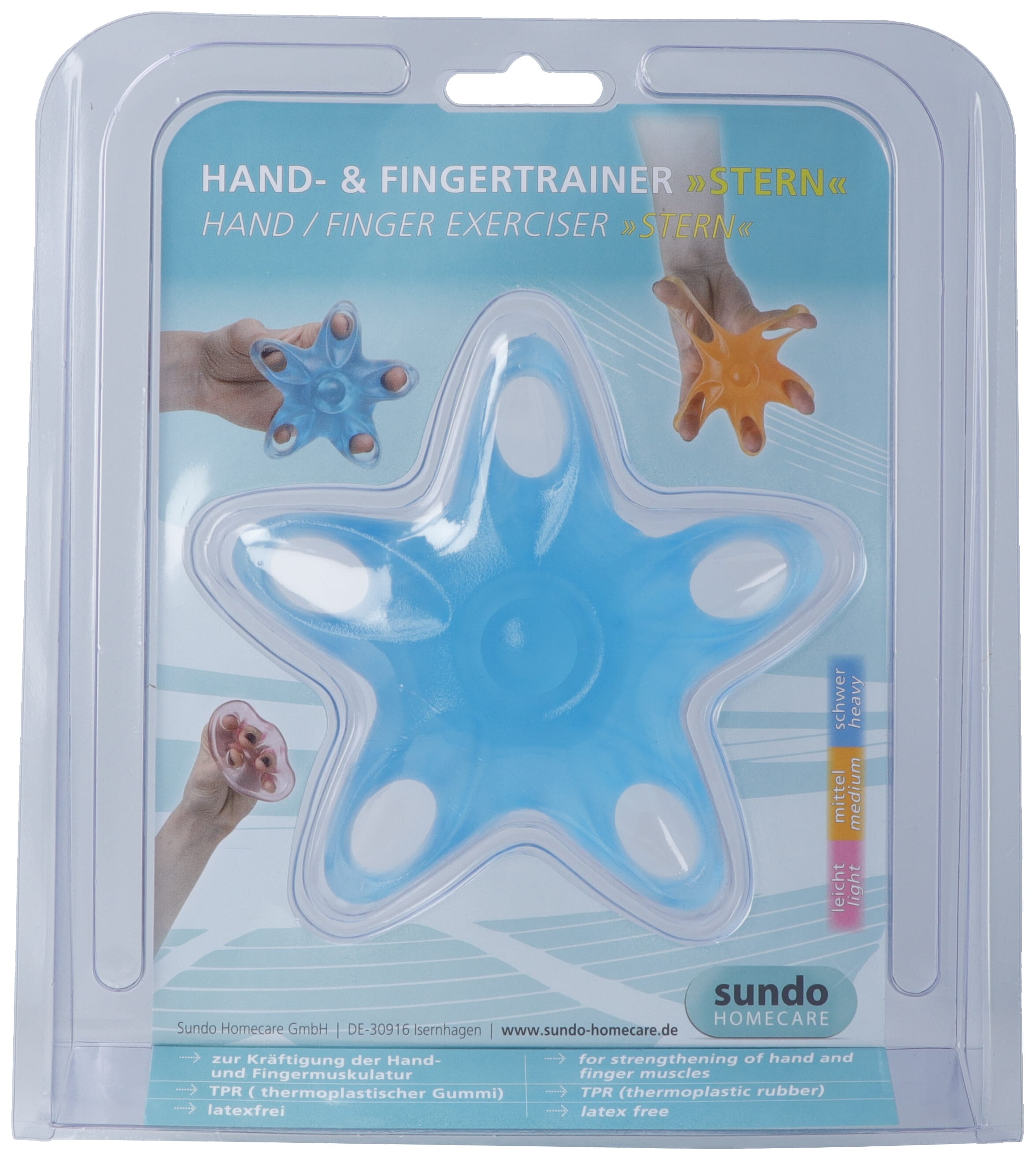 SUNDO Hand - und Fingertrainer Stern blau schwer