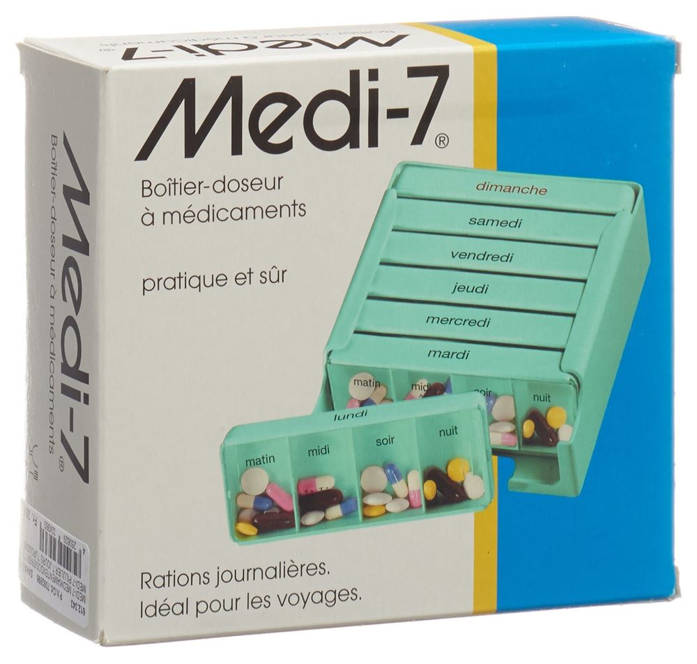 SAHAG Medi-7 Medidosierer 7 Tage 4 Fächer türkis F