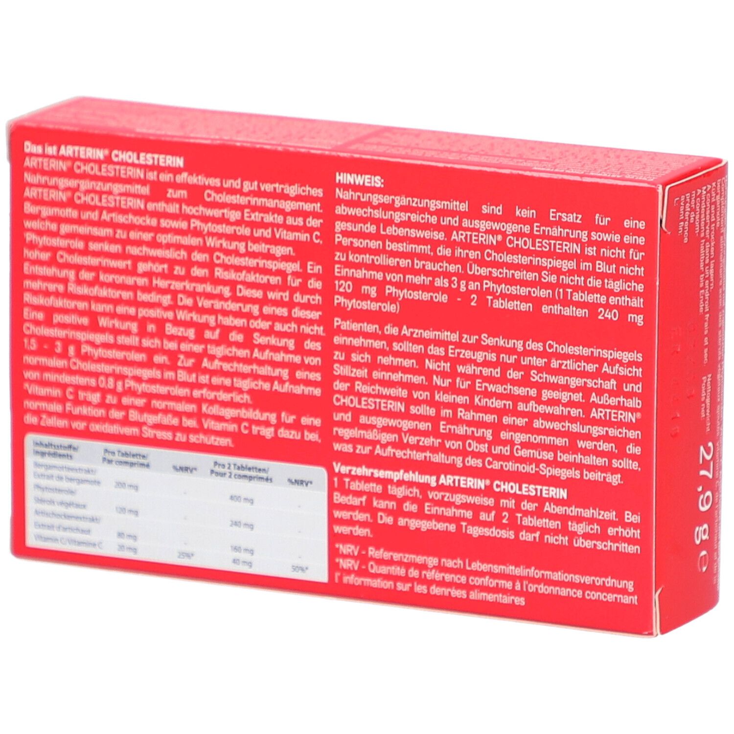 ARTERIN Cholesterin FMC Tabl DACH Blist 30 Stk
