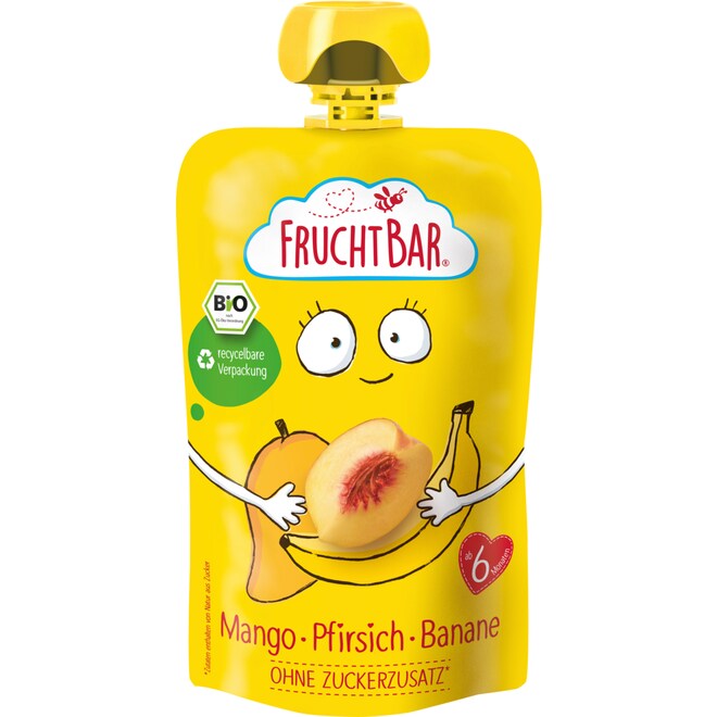 FRUCHTBAR Fruchtpüree Bio Mango Pfirs Bana n 100 g