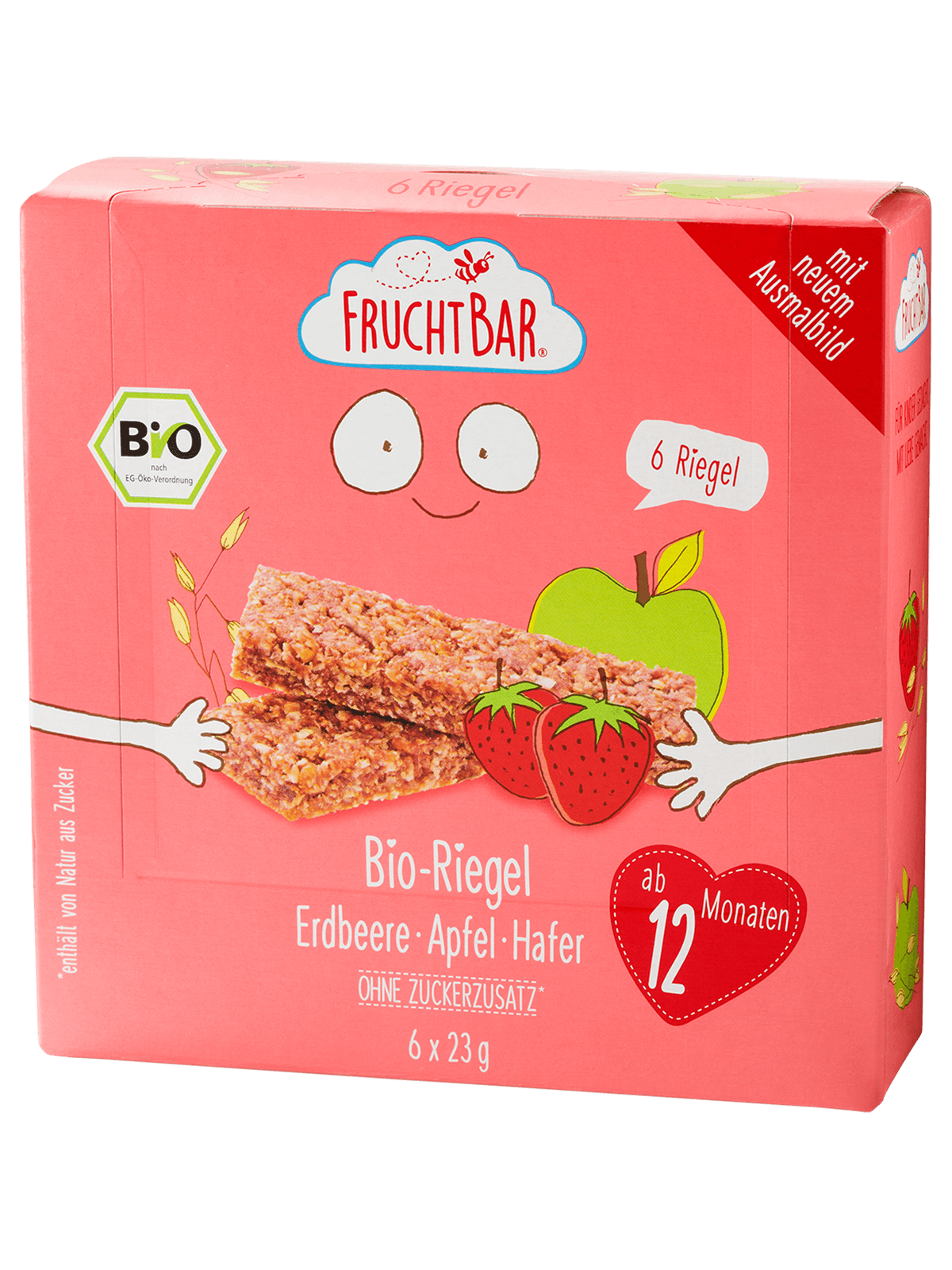 FRUCHTBAR Riegel Bio Erdbeere Apfel Hafer 6 x 23 g