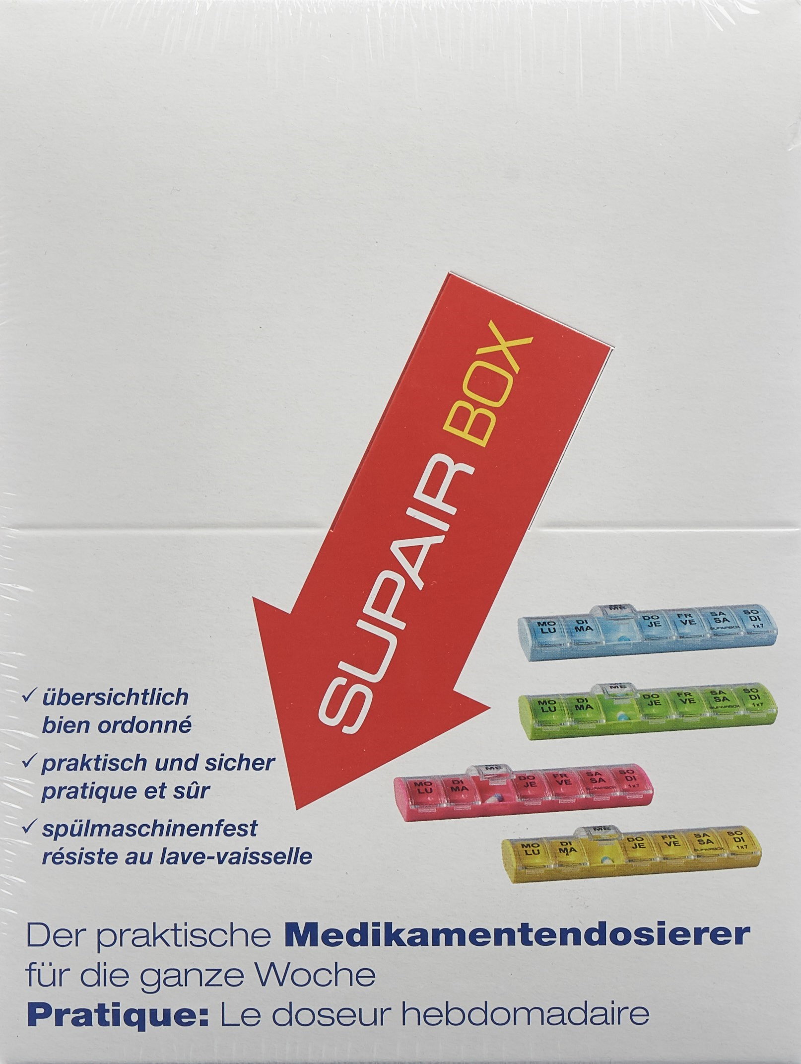 SUPAIRBOX 1x7 Wochendispenser D/F rainbow 12Stk