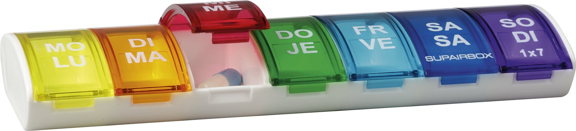 SUPAIRBOX 1x7 Wochendispenser D/F rainbow 12Stk
