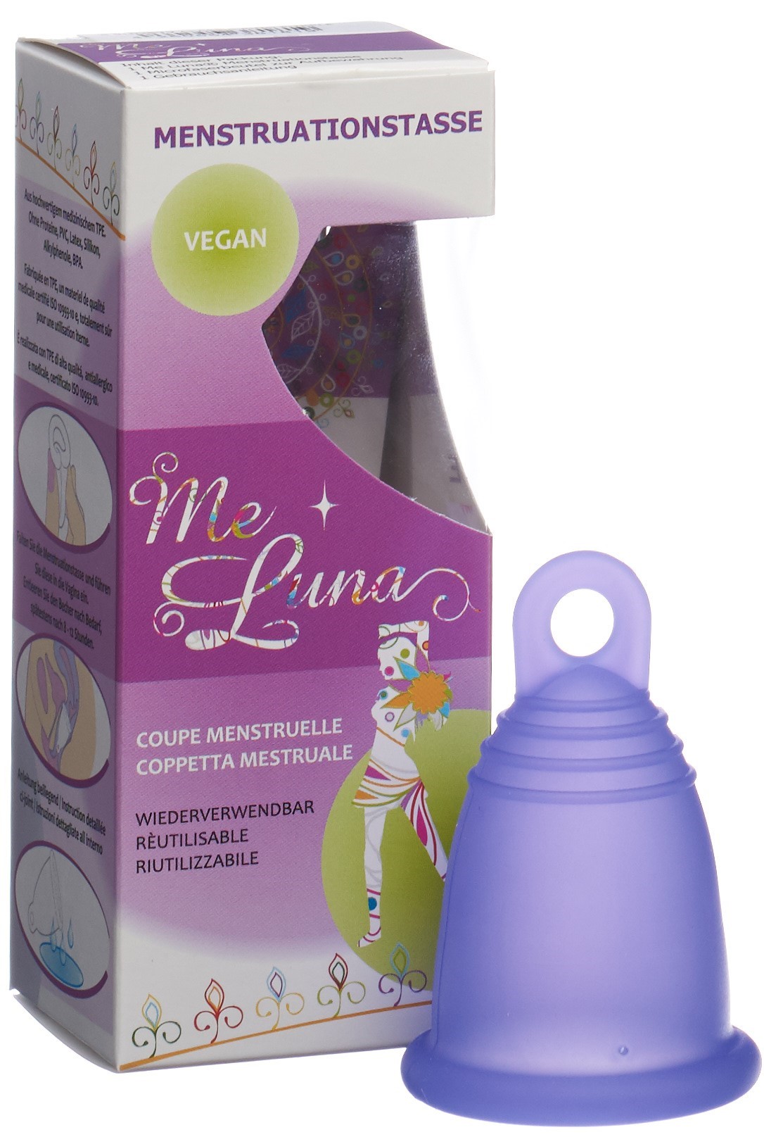 ME LUNA Menstruationstasse Sport L Blau-Violett