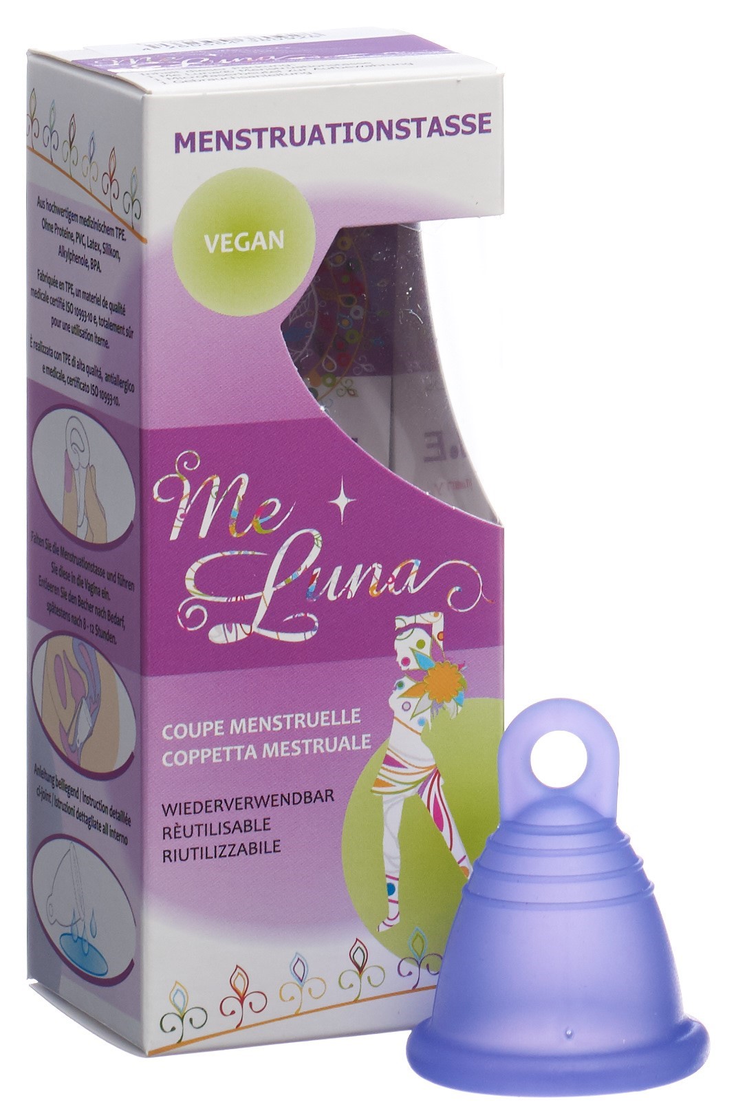 ME LUNA Menstruationstasse Sport Shorty S Blau-Vi