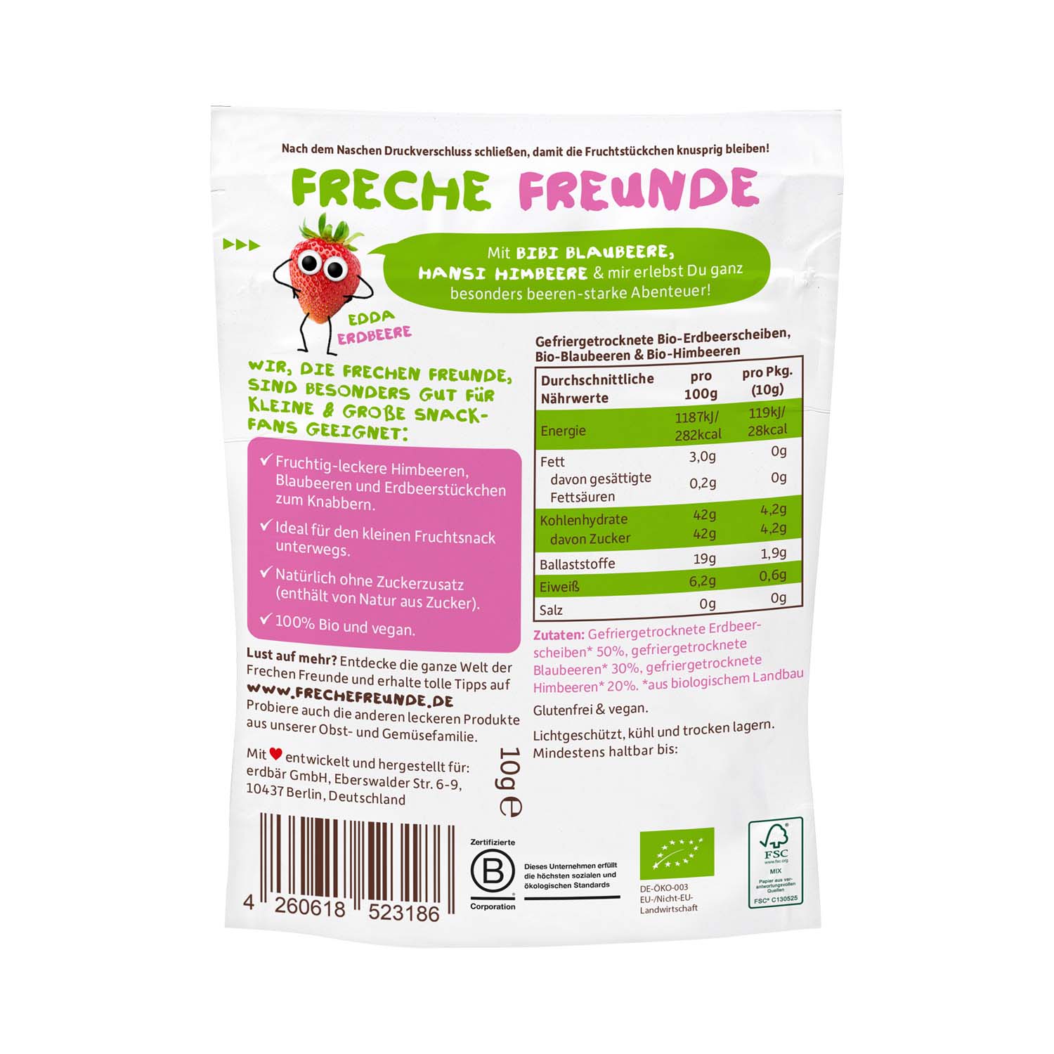 FRECHE FREUNDE Fruchtchips roter Beerenmix 10 g