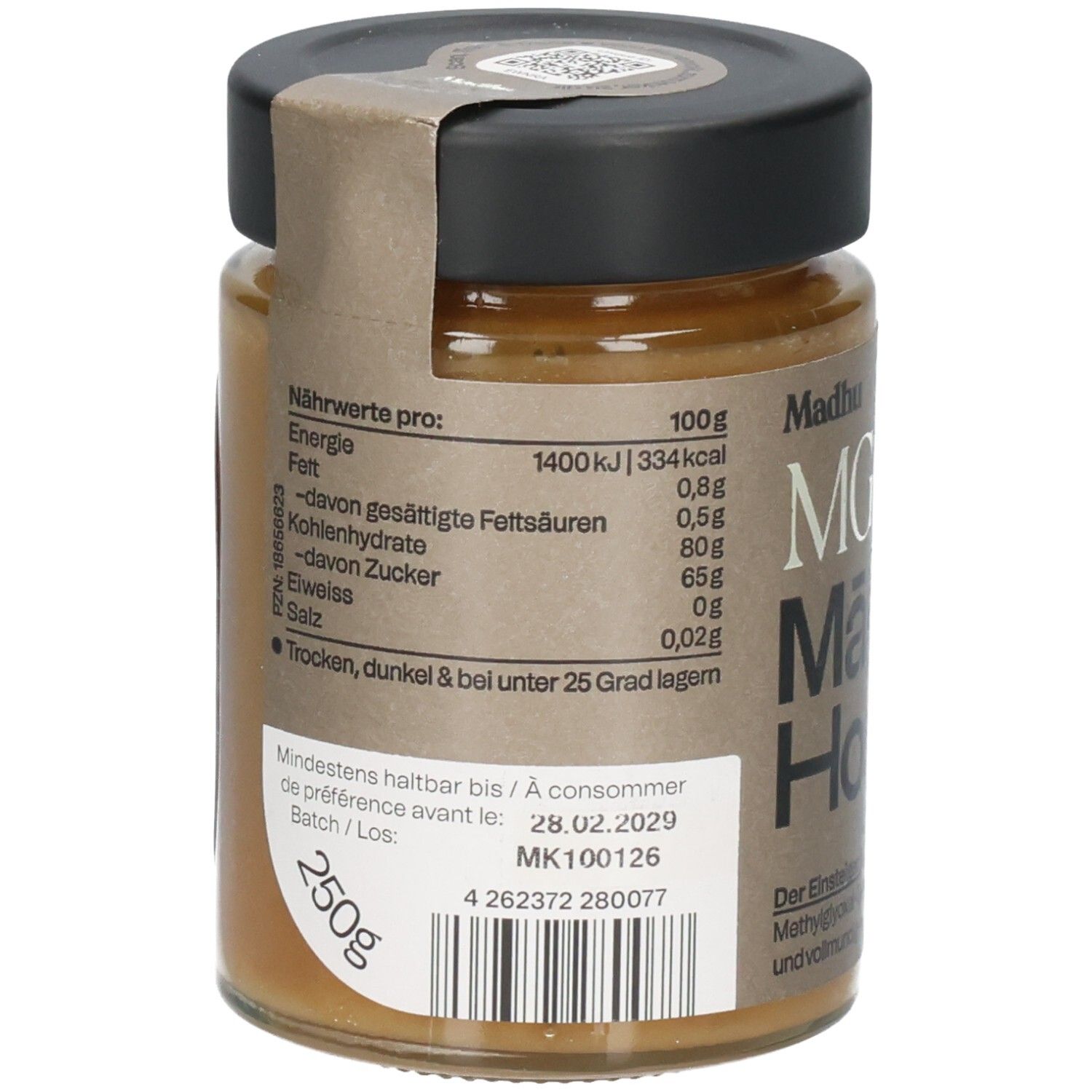 MADHU Manuka Honig MGO 100+ Glas 250 g