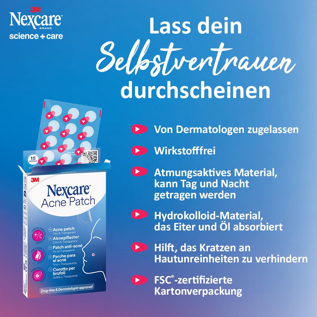 3M NEXCARE Akne-Pflaster 1x15x12mm dünn tr 15 Stk