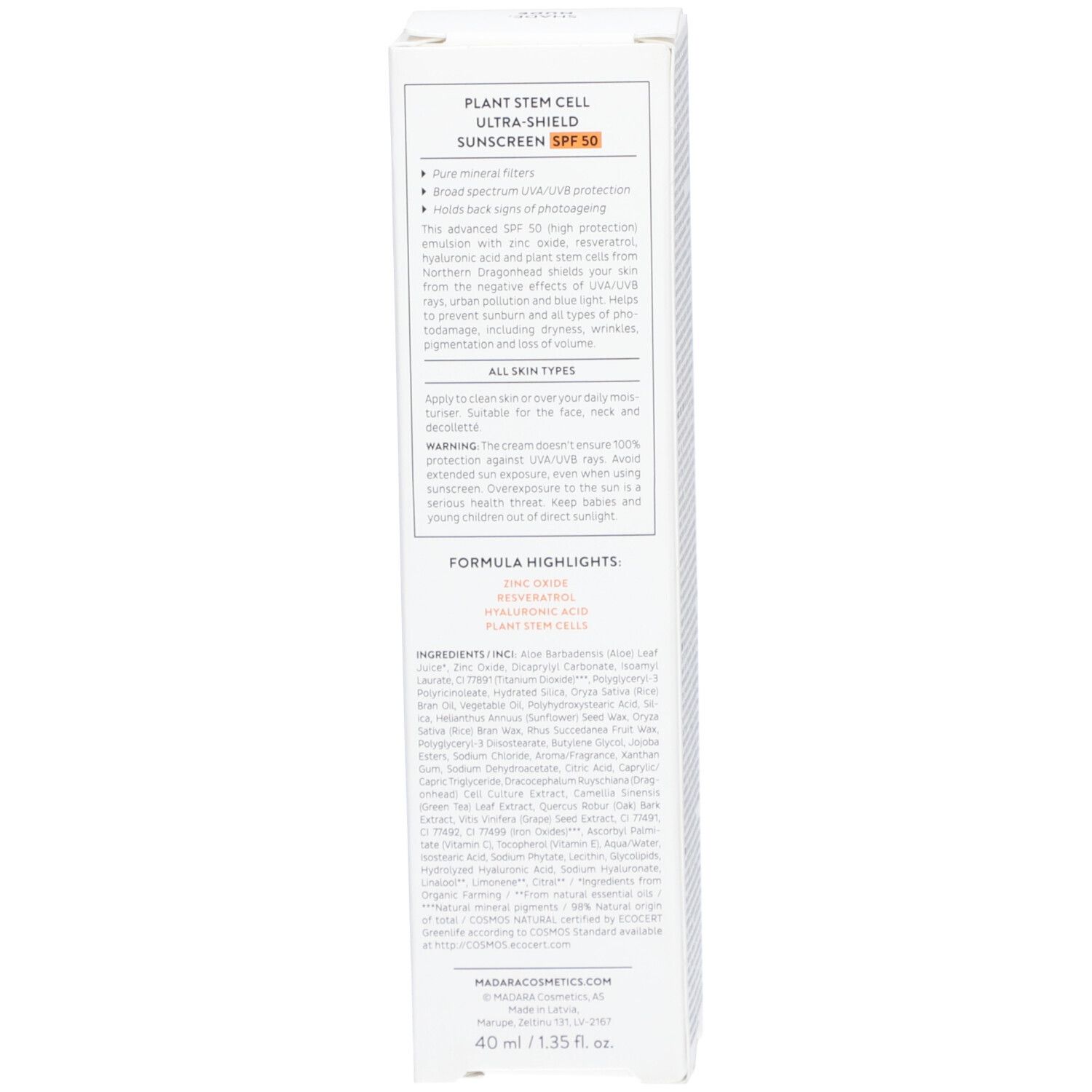MADARA Sunscreen Ultra Shield LSF50 40 ml