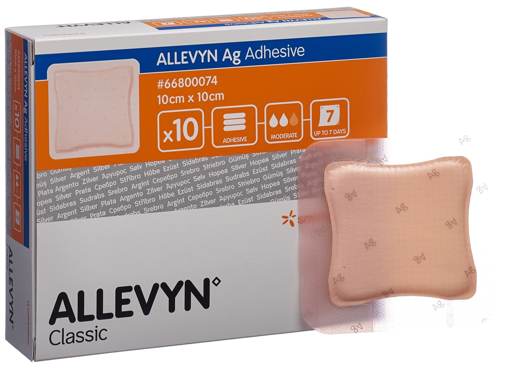 ALLEVYN AG ADHESIVE Wundkompr 10x10cm 10 Stk