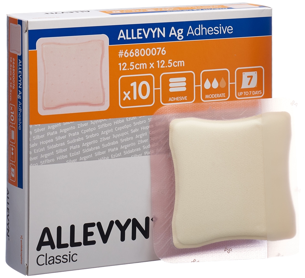 ALLEVYN AG ADHESIVE Wundkompr 12.5x12.5cm 10 Stk