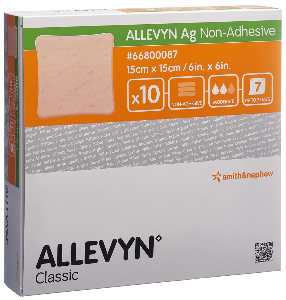 ALLEVYN AG NON-ADH Wundkompr 15x15cm 10 Stk