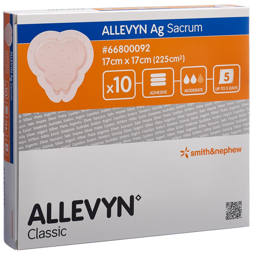 ALLEVYN AG SACRUM Wundkompr 17x17cm 10 Stk