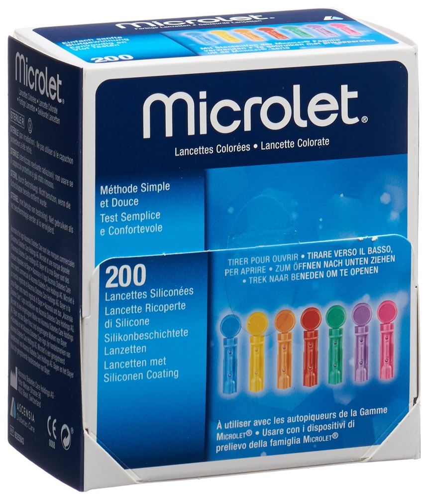MICROLET Lanzetten farbig 200 Stk