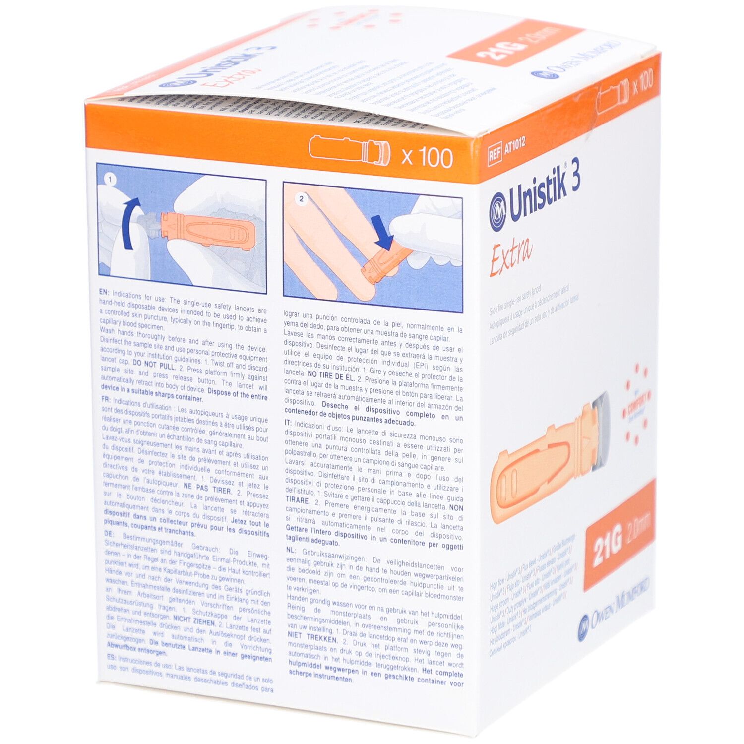 UNISTIK 3 Lanzetten Extra 21G (2.0mm) 100 Stk