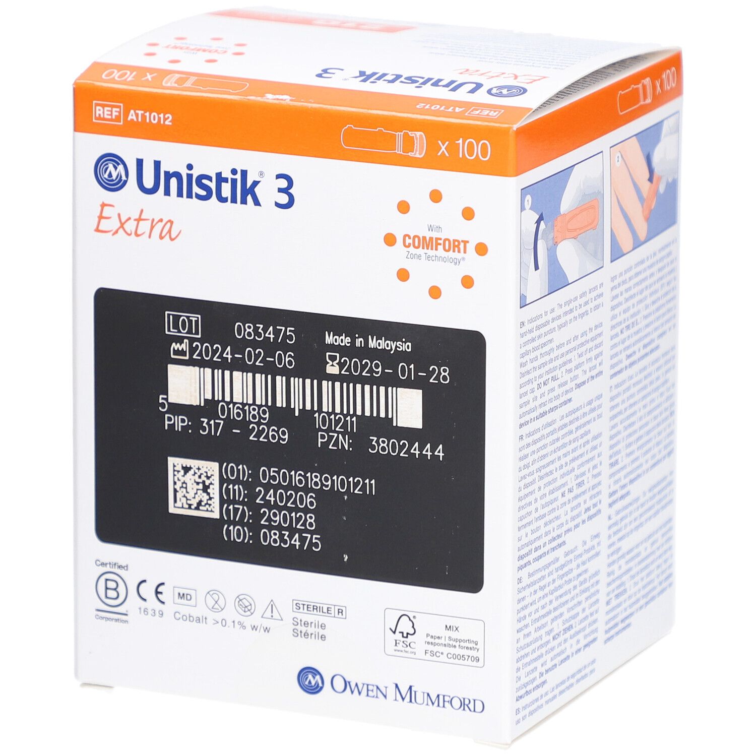 UNISTIK 3 Lanzetten Extra 21G (2.0mm) 100 Stk