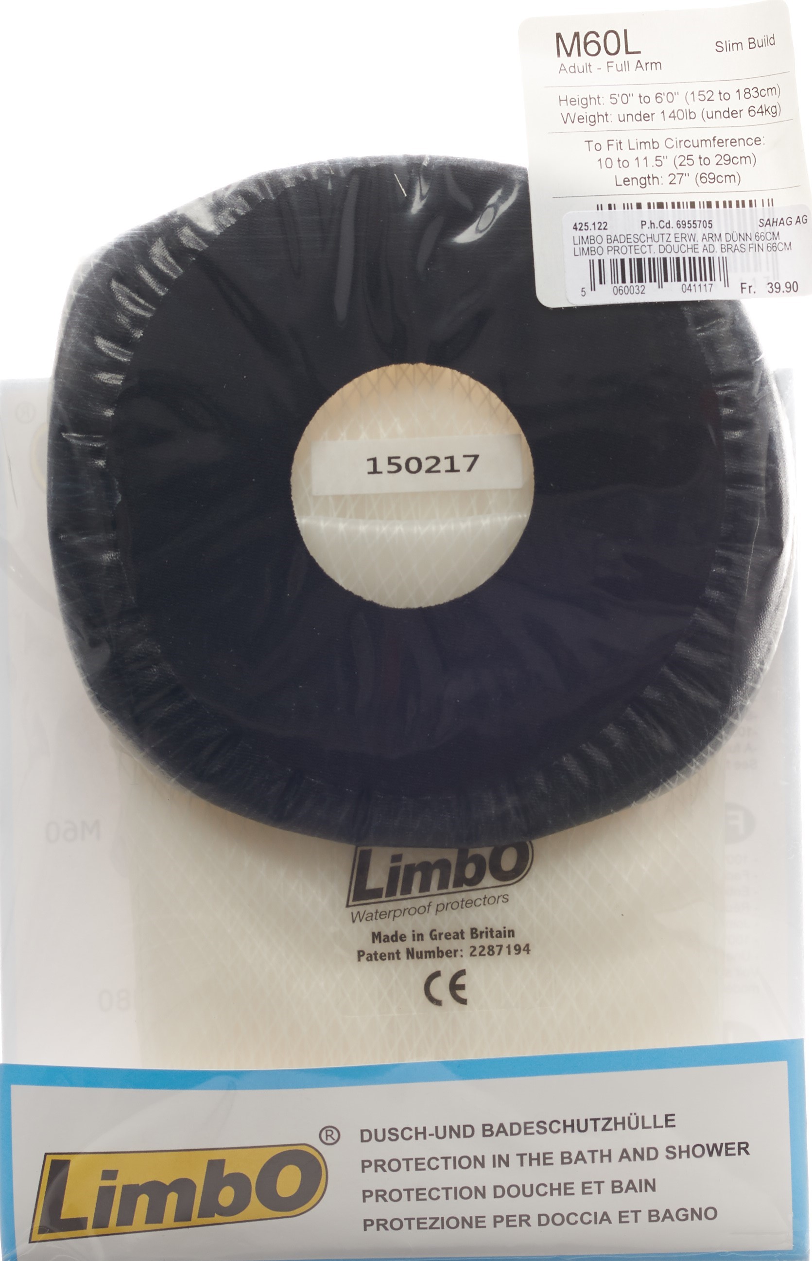 LIMBO Badeschutz 69cm Arm dünn 25-29cm Erwach