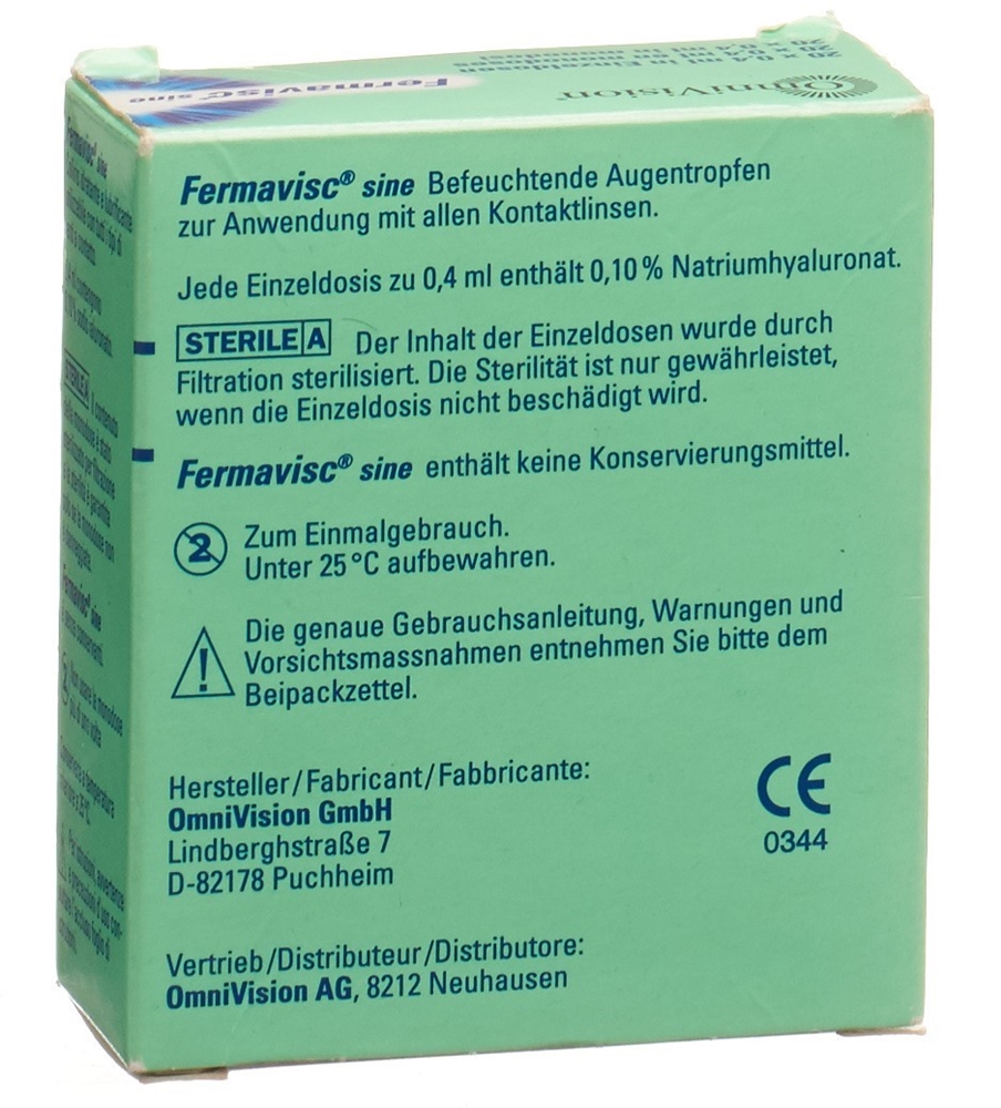 FERMAVISC sine Gtt Opht 20 Monodos 0.4 ml