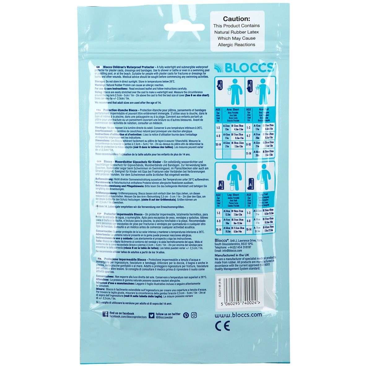 BLOCCS Bad Dusch Wasserschutz Arm 12-20/33cm Kind
