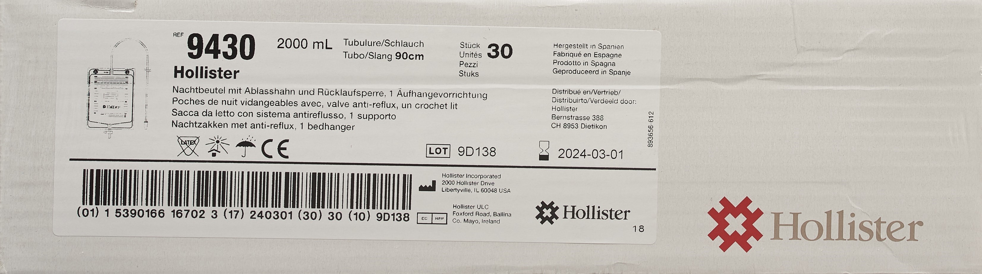 HOLLISTER Urin Beutel m Auslass 2l unster 30 Stk