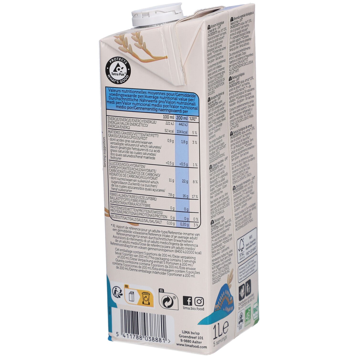 LIMA Rice Drink Original Tetra 1 lt