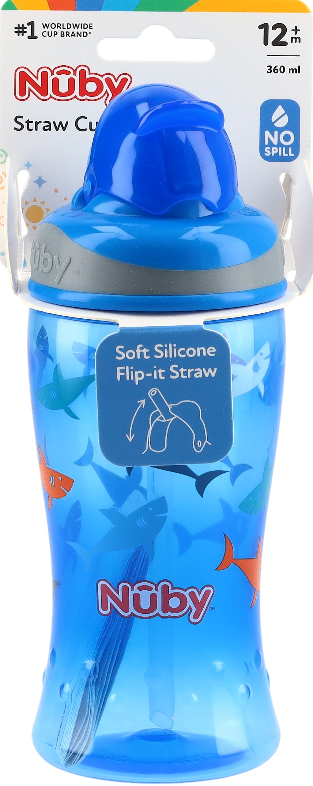 NUBY Trinkhalmbecher Flip-It 360ml Flamingo Hai