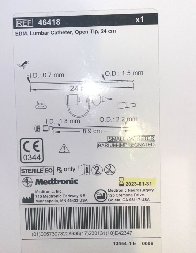 CATHETER 46418 EDM LUMBAR 24CM OPEN