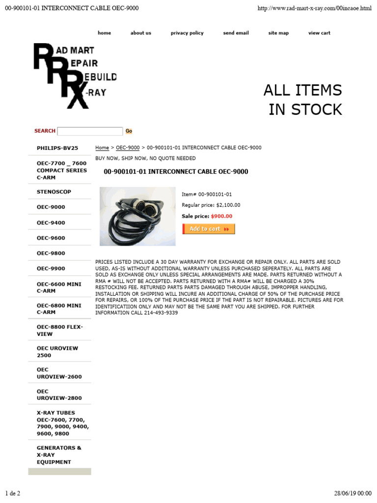 ACC 963-714  25' VID CABLE: OEC 9600