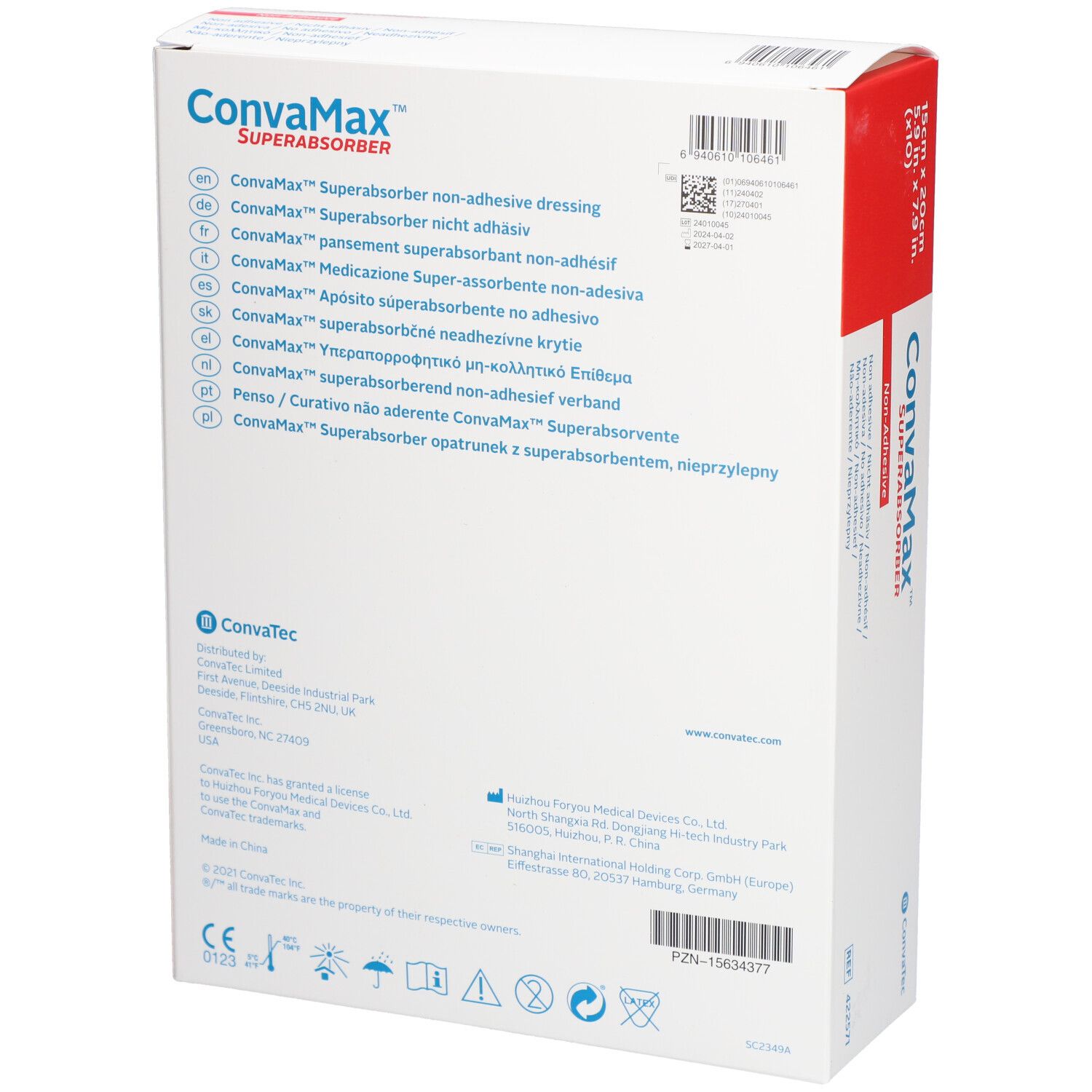 CONVAMAX Superabsorb 15x20cm nicht adh 10 Stk