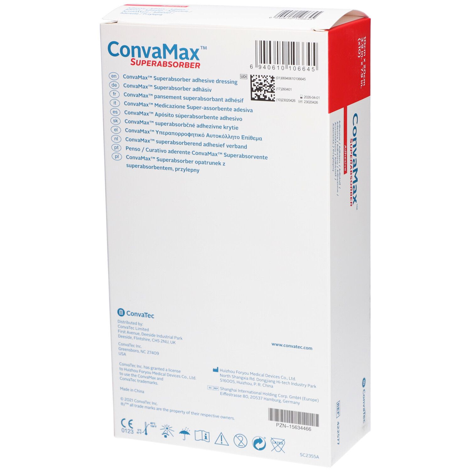 CONVAMAX Superabsorber 10x20cm adhäsiv 10 Stk