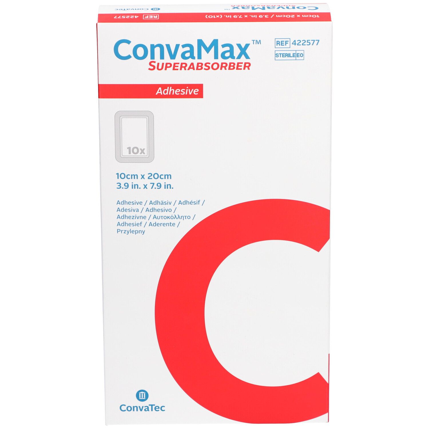 CONVAMAX Superabsorber 10x20cm adhäsiv 10 Stk