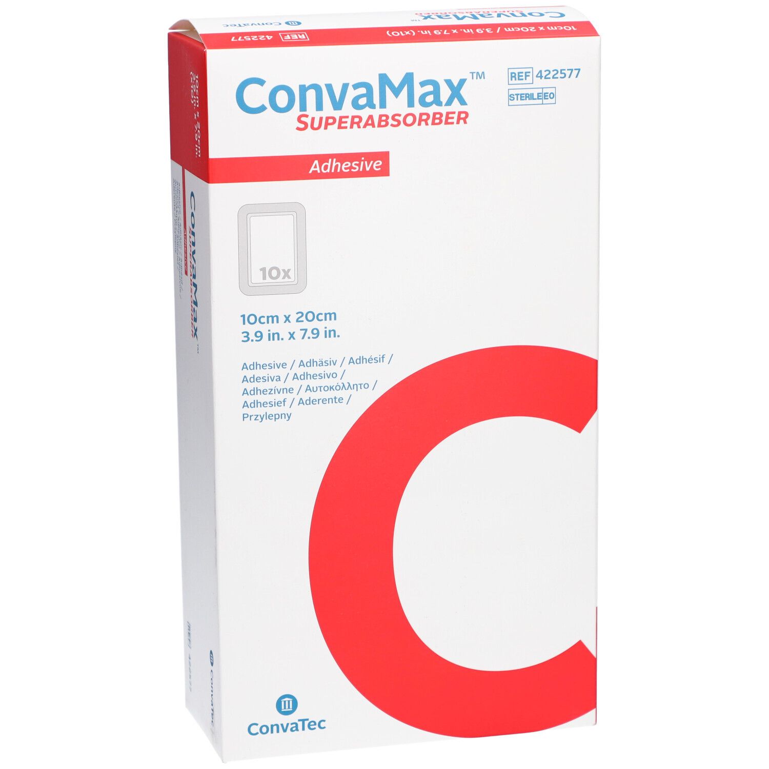 CONVAMAX Superabsorber 10x20cm adhäsiv 10 Stk