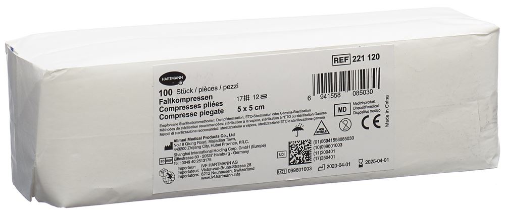 IVF Faltkompresse T17 5x5cm 12fach 100 Stk