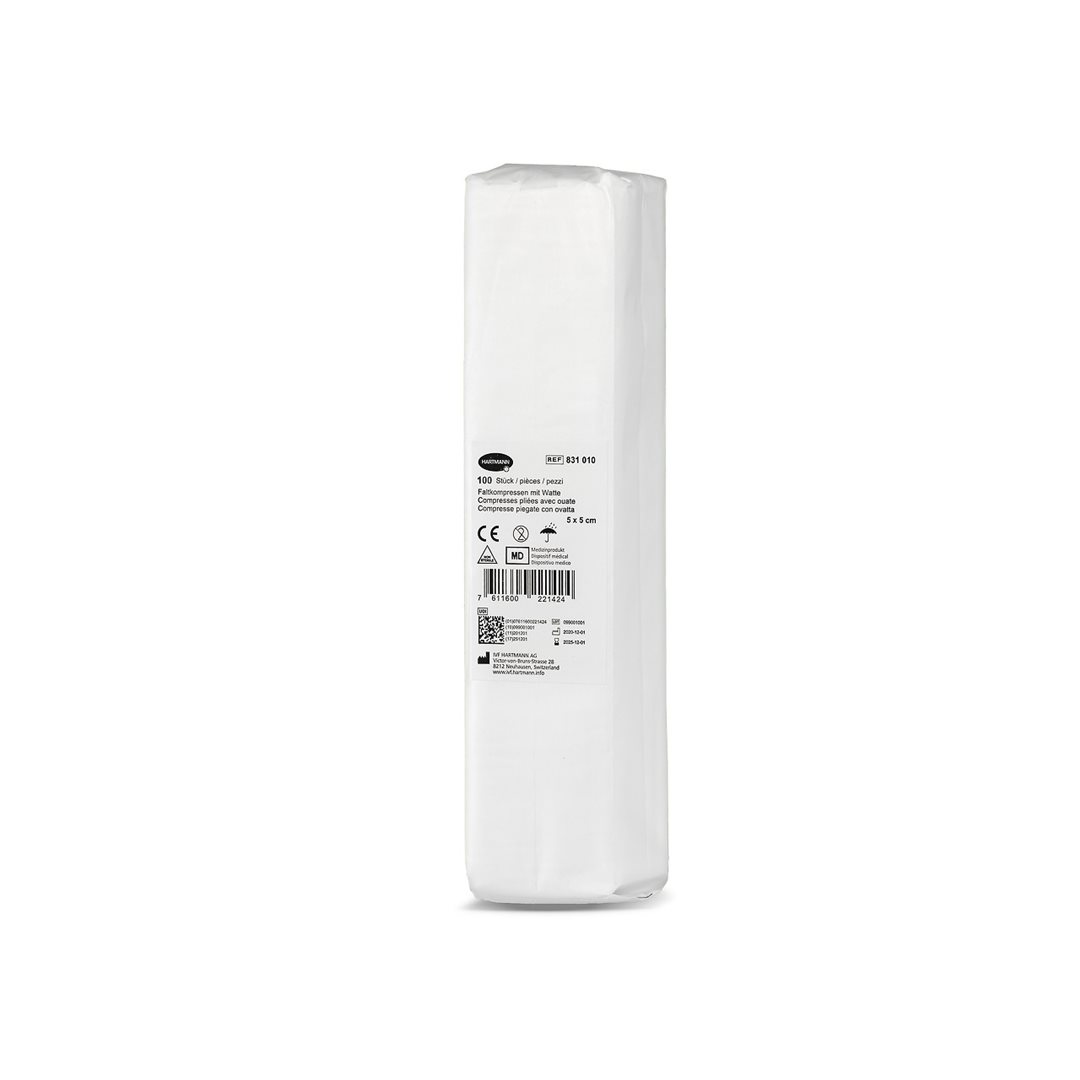 IVF Faltkompresse Watte T17 5x5cm 8f 100 Stk