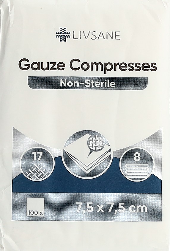 LIVSANE Mullkompresse 7.5x7.5cm unst 100 Stk
