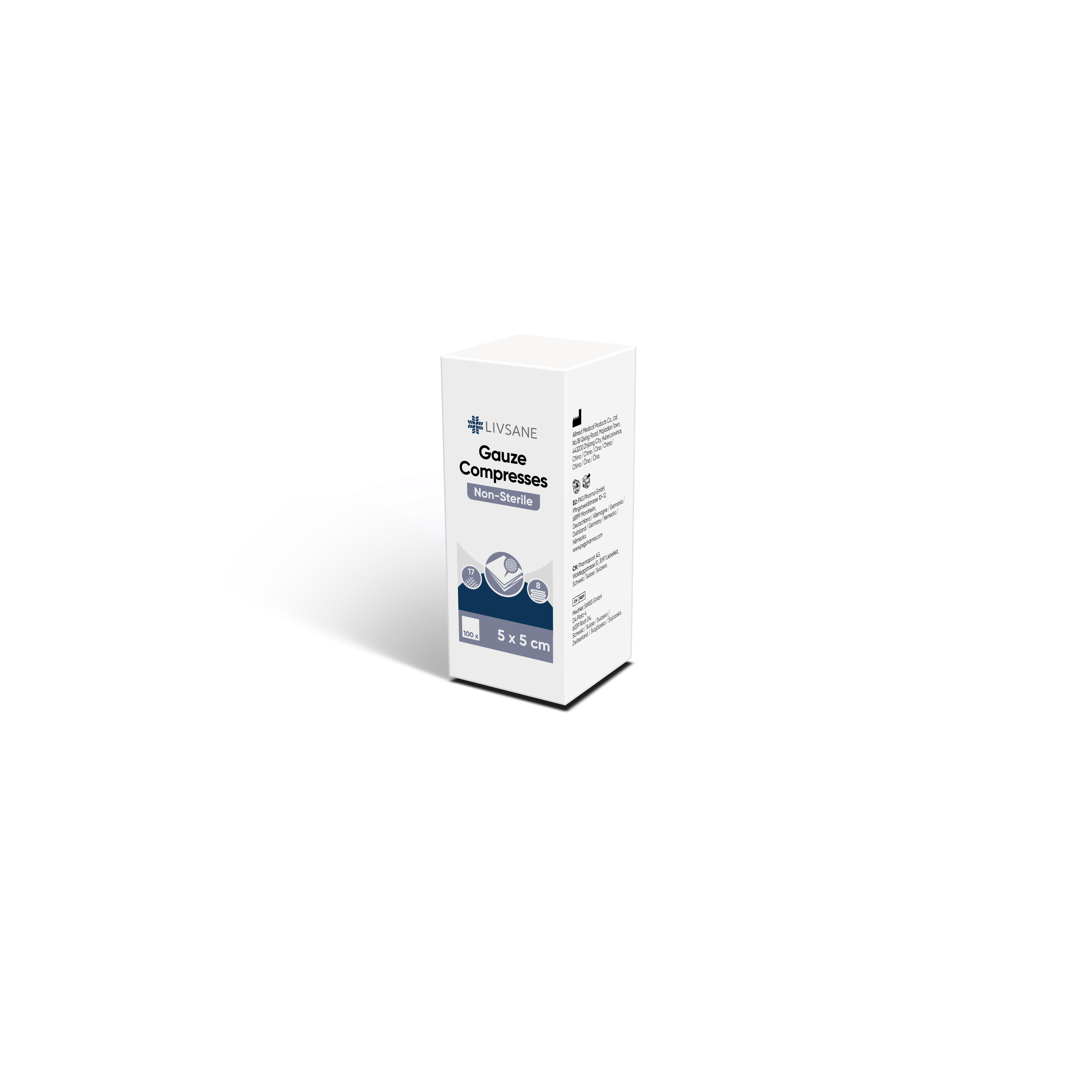 LIVSANE Mullkompresse 5x5cm unst 100 Stk