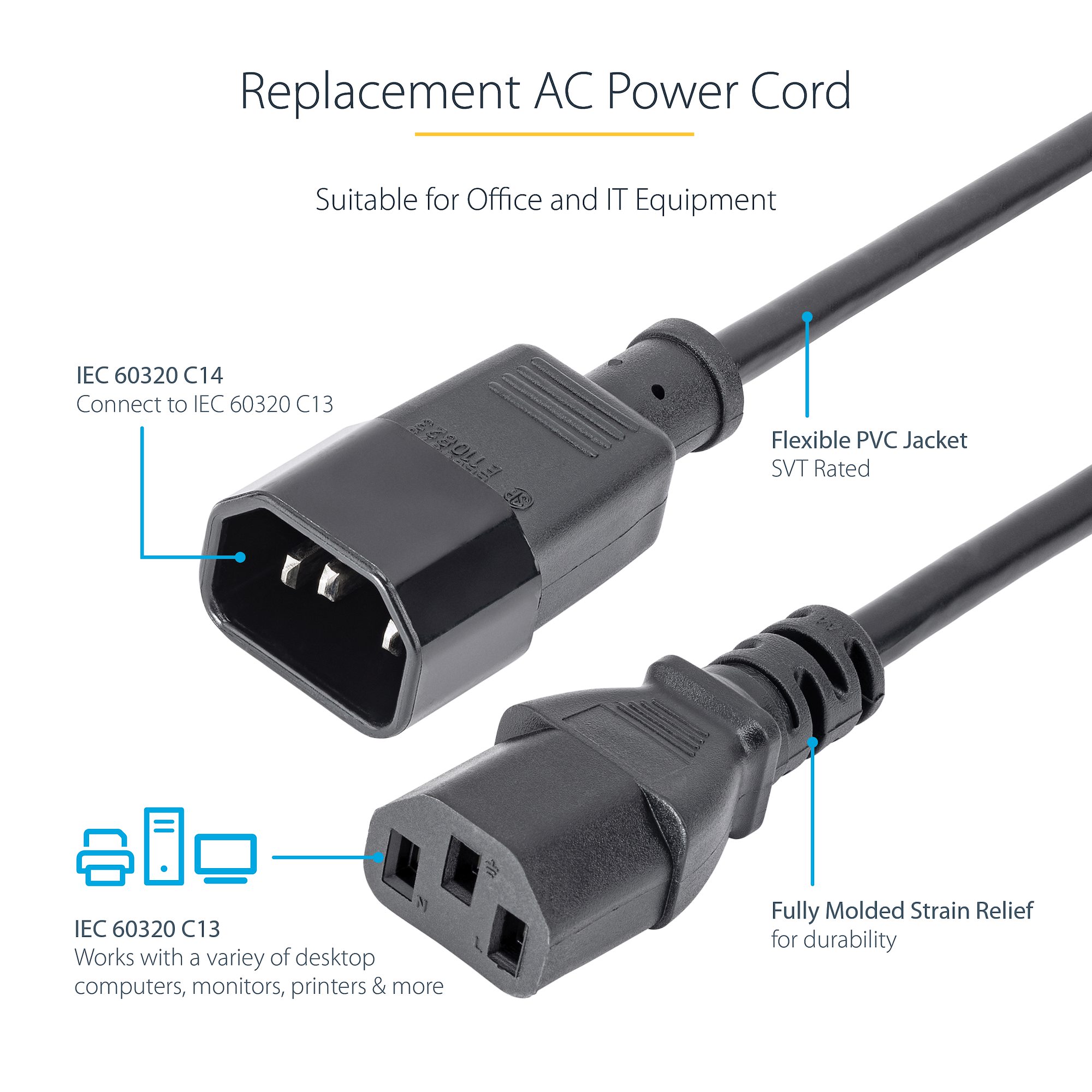 WIR-0031 GB POWER CORD IEC320/C13 ROHS