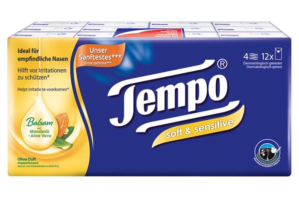 TEMPO Taschentücher soft&sensitive 12 x 9 Stk