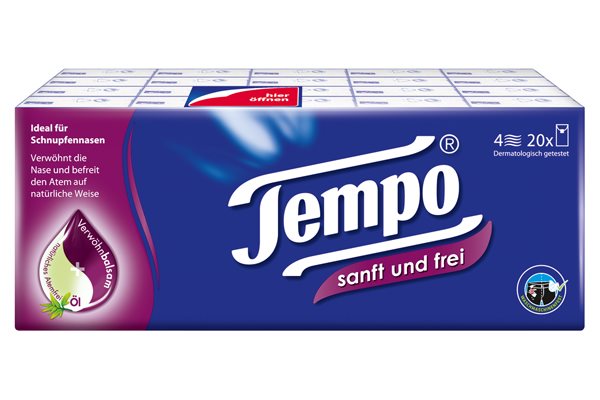 TEMPO Taschentücher Sanft&Frei 20 x 9 Stk