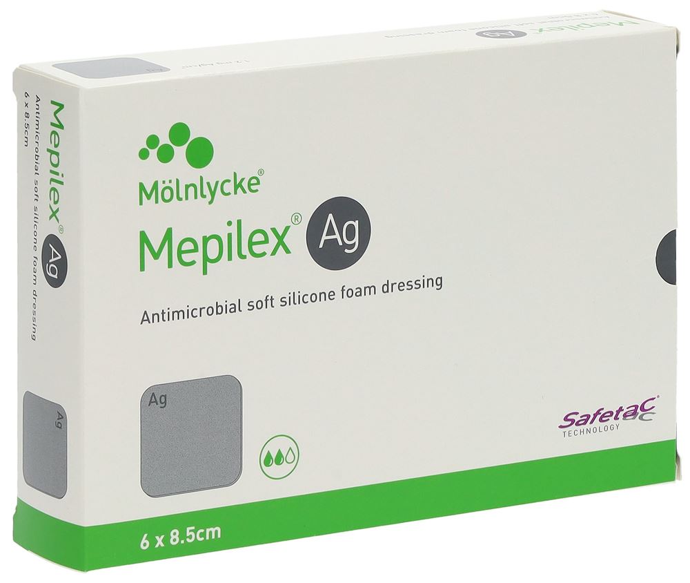 MEPILEX Ag Schaumverband Safetac 6x8.5cm Sil 5 Stk