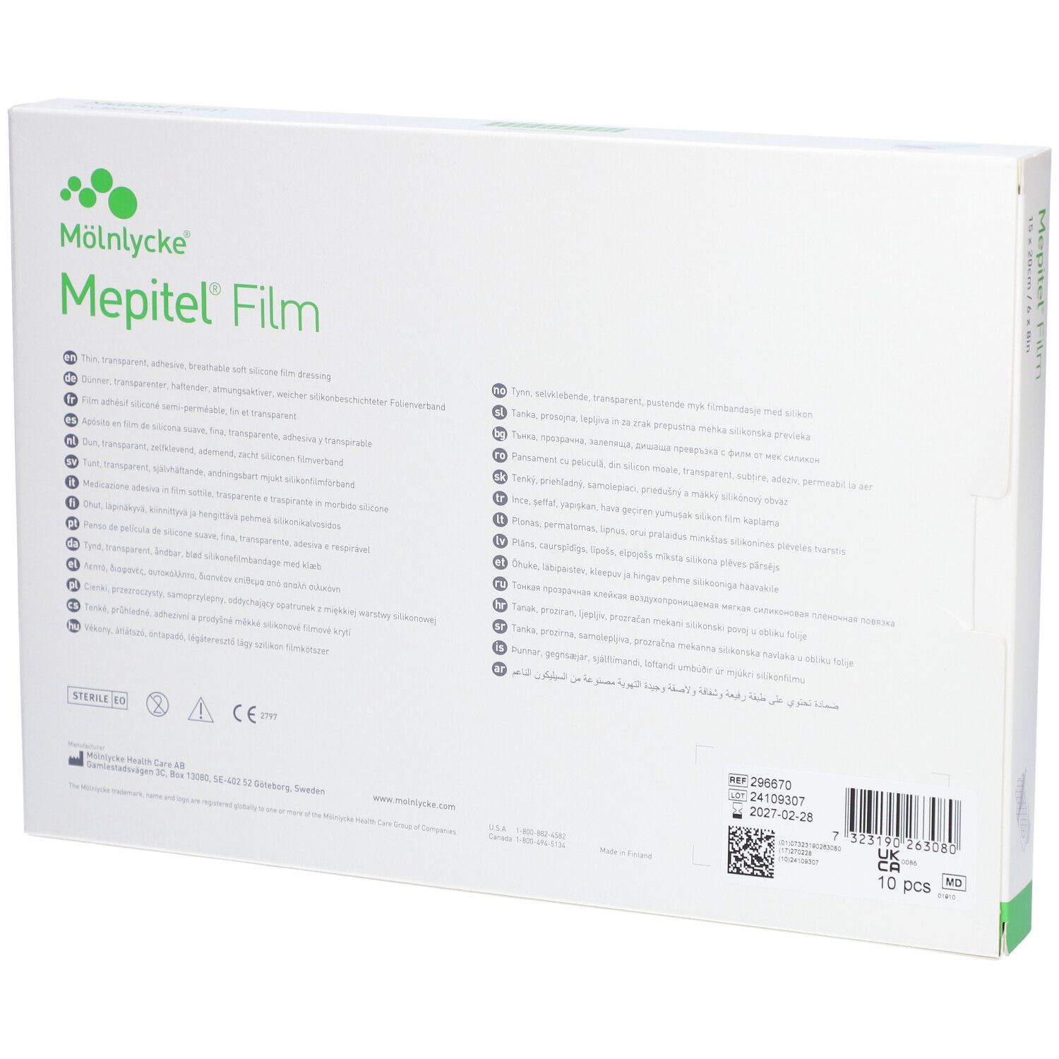 MEPITEL Film Safetac 15x20cm (neu) 10 Stk