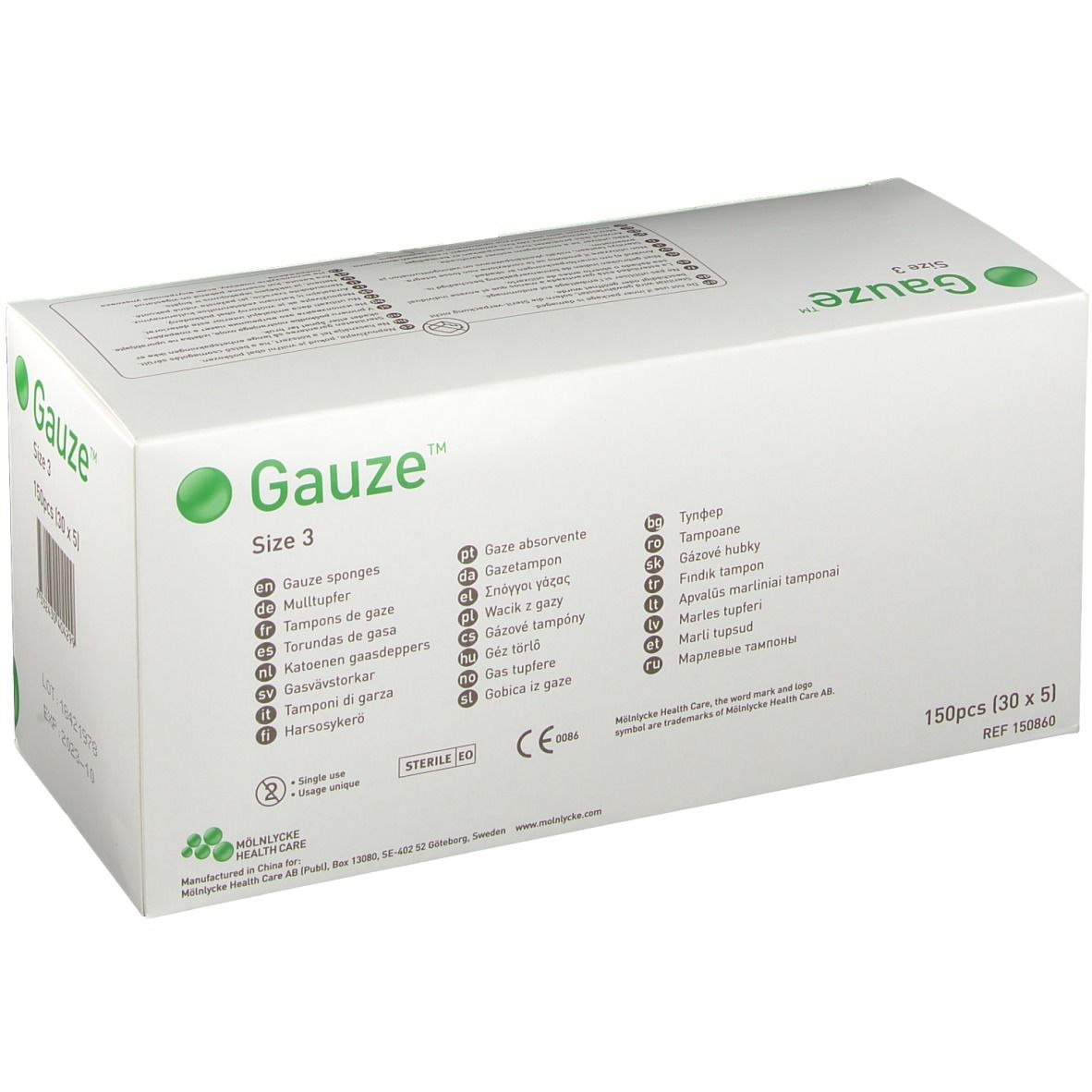 MÖLNLYCKE Gaze Rundtupfer Nr3 steril 30 Btl 5 Stk