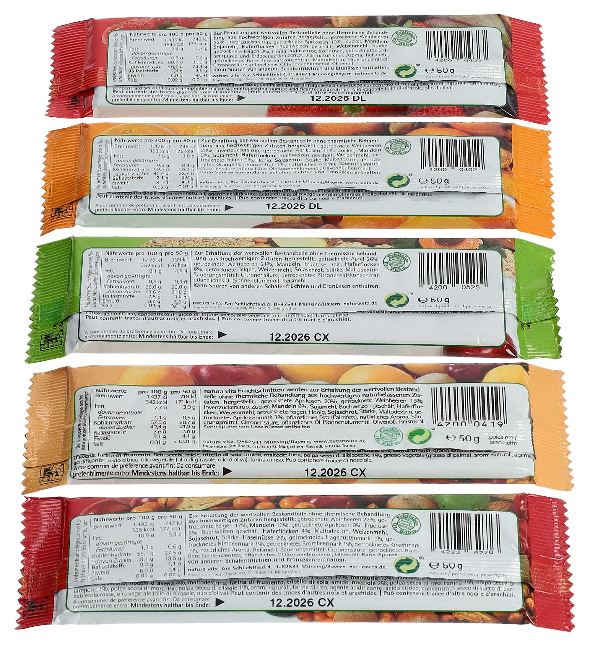 NATURAVITA Fruchtschnitte Wi/Apri/Ap/Or/Er 36 Stk